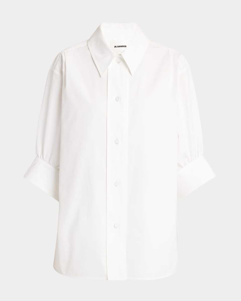 Three-Quarter Sleeve Poplin Blouse